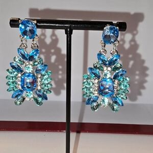Blue and Green Statement Earrings